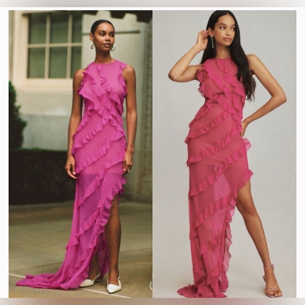 Anthropologie Elliatt Debra Asymmetrical Ruffle Dress Size Medium